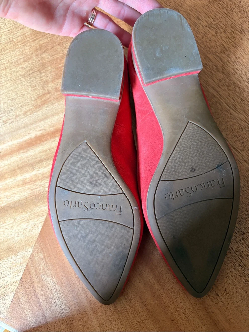 Franco Sarto Red Suede Pointed Loafer Flats